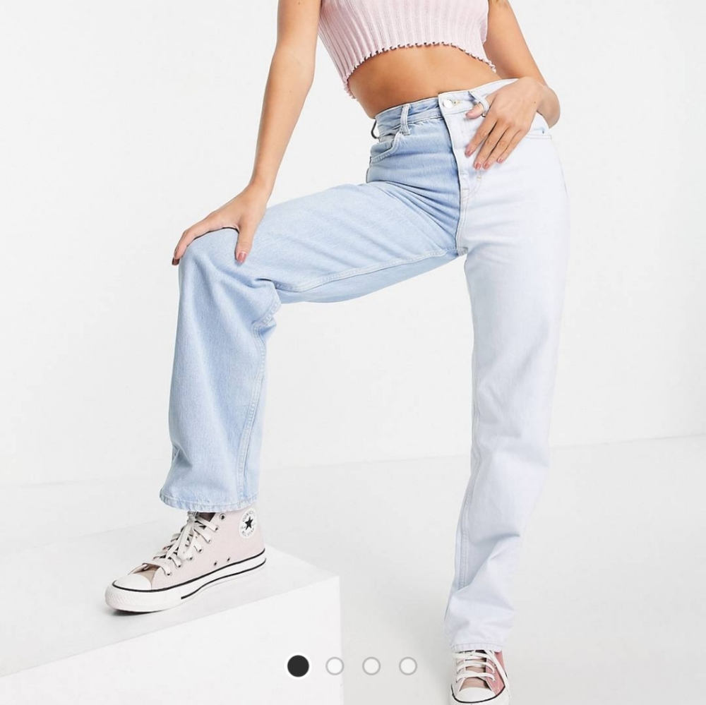 Color block wide leg jeans